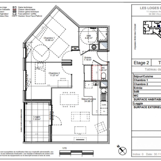  MAZALINE IMMOBILIER : Appartement | VILLEFONTAINE (38090) | 65 m2 | 214 956 € 