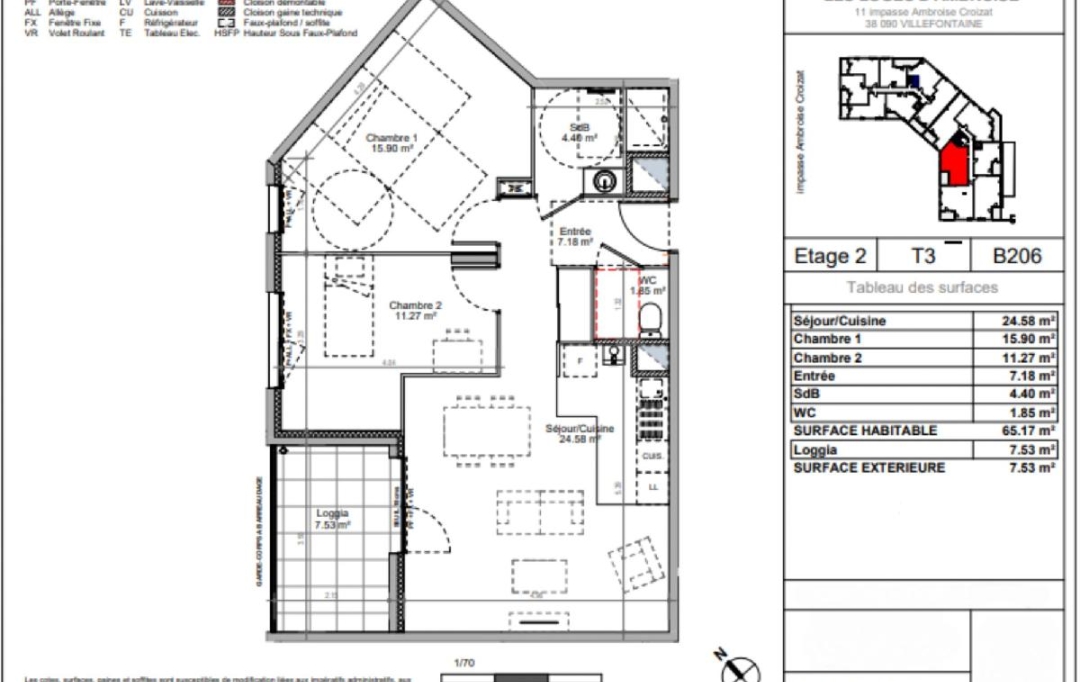 MAZALINE IMMOBILIER : Appartement | VILLEFONTAINE (38090) | 65 m2 | 214 956 € 